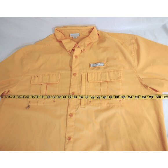 Field & Stream Mens Fisherman Shirt Size XXL Orange Short Sleeve Button Front - Picture 12 of 12